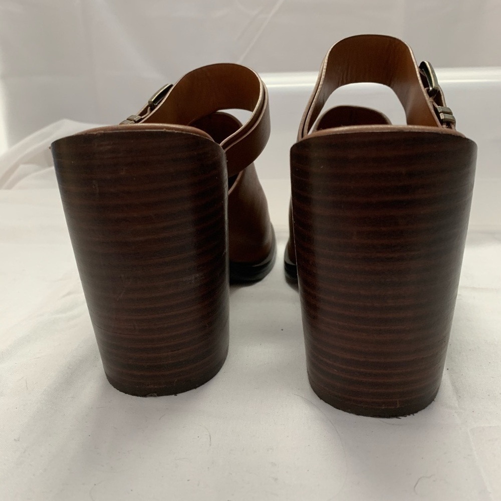 Forever 21 Cognac Peep Toe Leather Mules - Picture 7 of 10